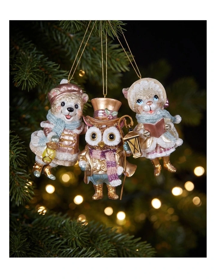 Christabelle 10cm Baubles 3 Victorian Animal Christmas Ornaments Novelty Xmas Tree Decorations image 4