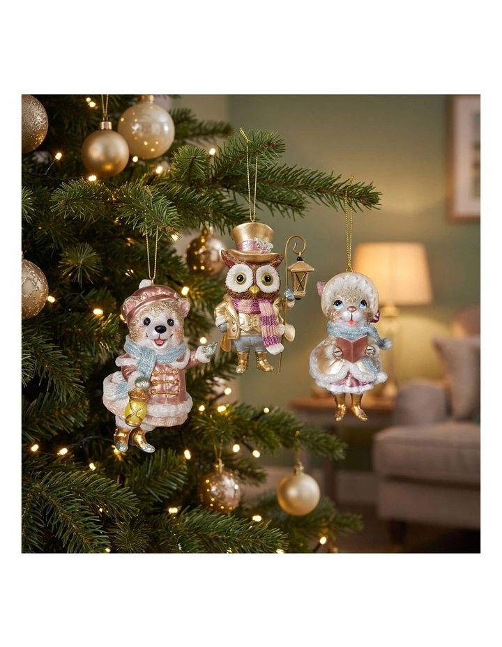 Christabelle 10cm Baubles 3 Victorian Animal Christmas Ornaments Novelty Xmas Tree Decorations image 5