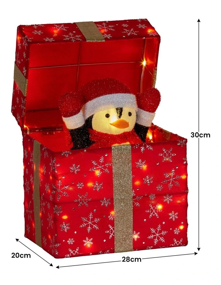 Christabelle 30cm Animated Penguin Gift Box Christmas Light Up DisplayLED Outdoor Indoor Xmas image 4