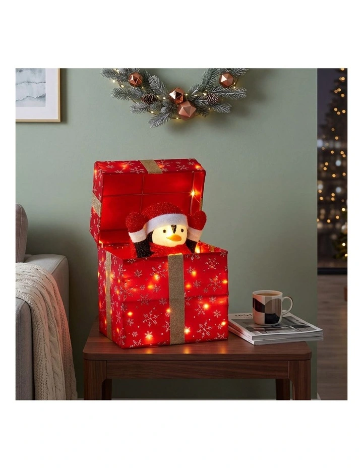 Christabelle 30cm Animated Penguin Gift Box Christmas Light Up DisplayLED Outdoor Indoor Xmas image 6