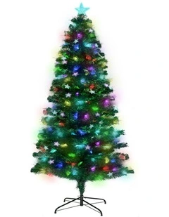 Christabelle 1.5m Pre-Lit Fibre Optic Artificial Christmas Tree with Multicolour Twinkling Star