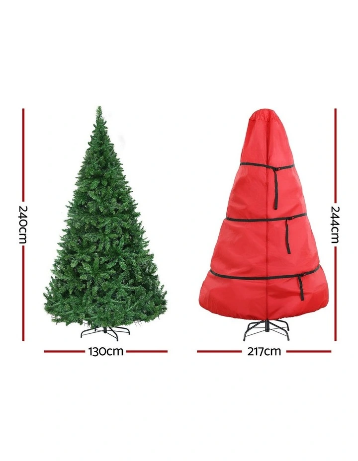 Jingle Jollys 2.4m Pre-Lit Christmas Tree 1488 LED Green with Red Storage Bag image 2