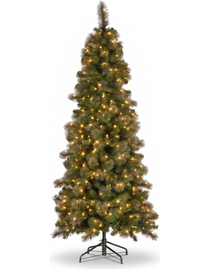 Christabelle Gold Pine Shimmer Slim Christmas 3pc Set 2.3m Christmas Tree Wreath Garland with LED image 4