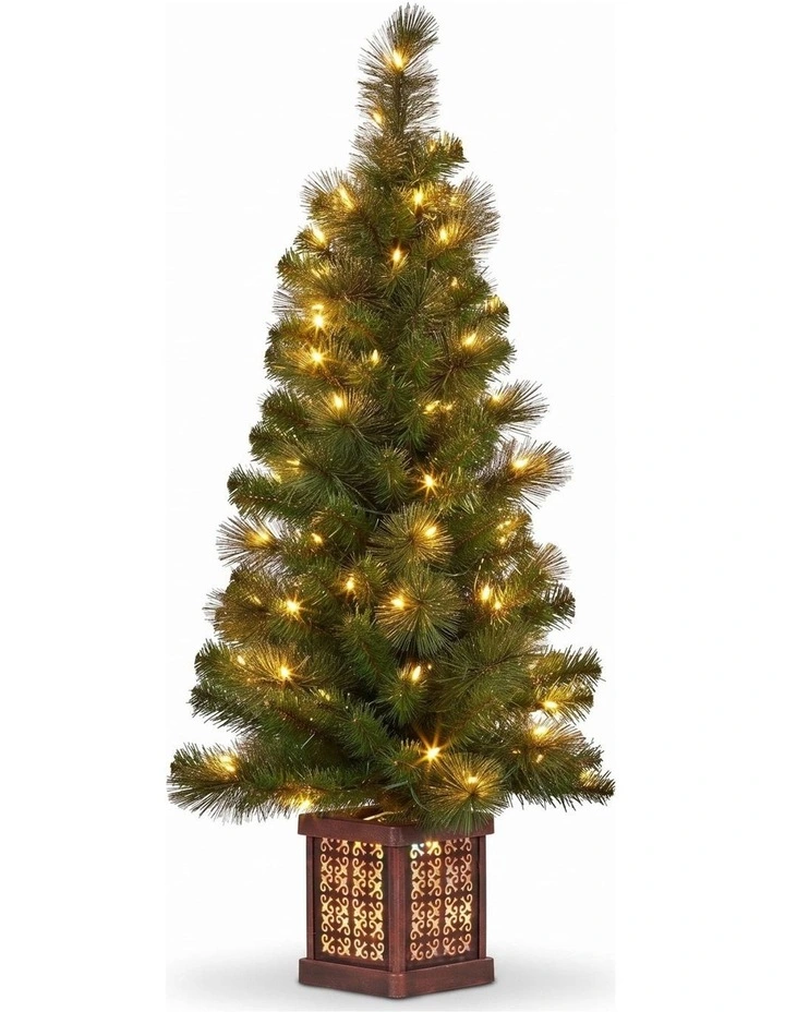 Christabelle Gold Pine Shimmer Christmas 3pc Set 1.2m Potted Christmas Tree Wreath and Garland with image 4