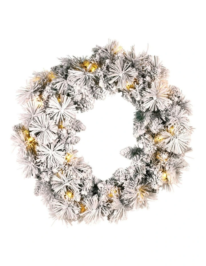 Christabelle Pre-Lit Snowy Christmas Wreath 61cm & 2.7m Garland Dorset Pine Multi-Function LED image 4
