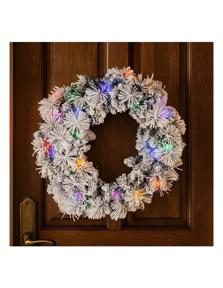 Christabelle Pre-Lit Snowy Christmas Wreath 61cm & 2.7m Garland Dorset Pine Multi-Function LED image 6
