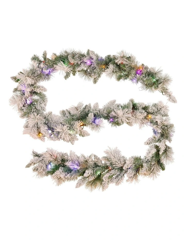 Christabelle Pre-Lit Snowy Christmas Wreath 61cm & 2.7m Garland Dorset Pine Multi-Function LED image 7