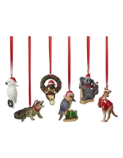 Christabelle Australian Animal Christmas Tree Decorations Set of 6 Hand-Painted Resin Ornaments