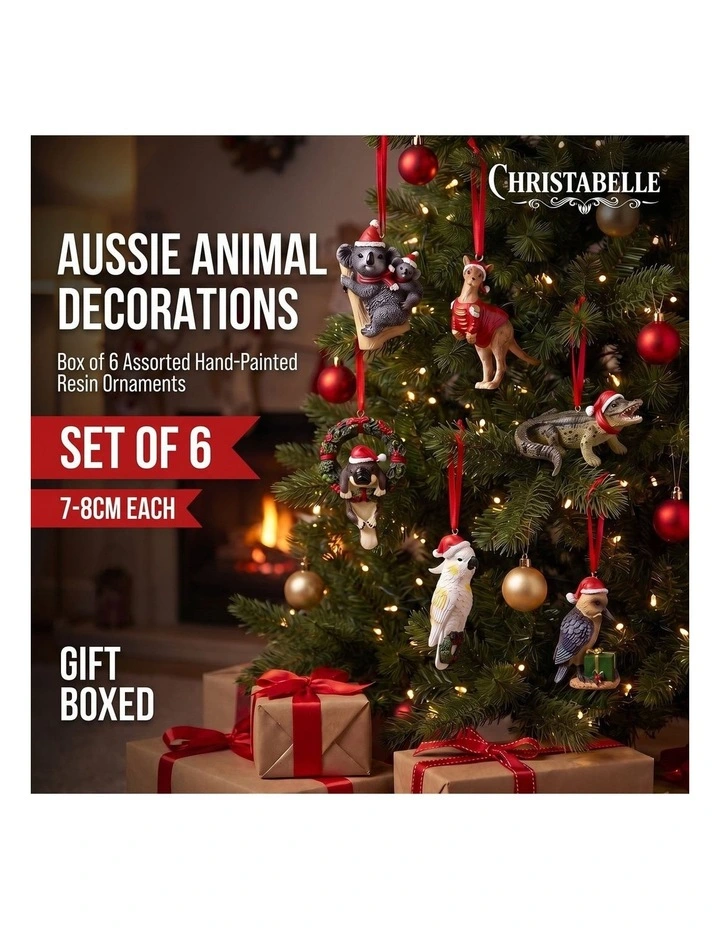 Christabelle Australian Animal Christmas Tree Decorations Set of 6 Hand-Painted Resin Ornaments image 2