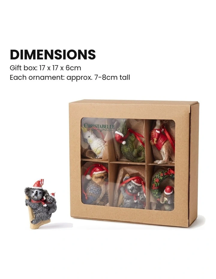 Christabelle Australian Animal Christmas Tree Decorations Set of 6 Hand-Painted Resin Ornaments image 3
