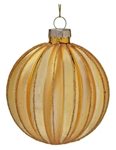 Christabelle Box of 6 Gold Glass Christmas Baubles 8cm Matte & Gloss Finish Xmas Tree Hanging