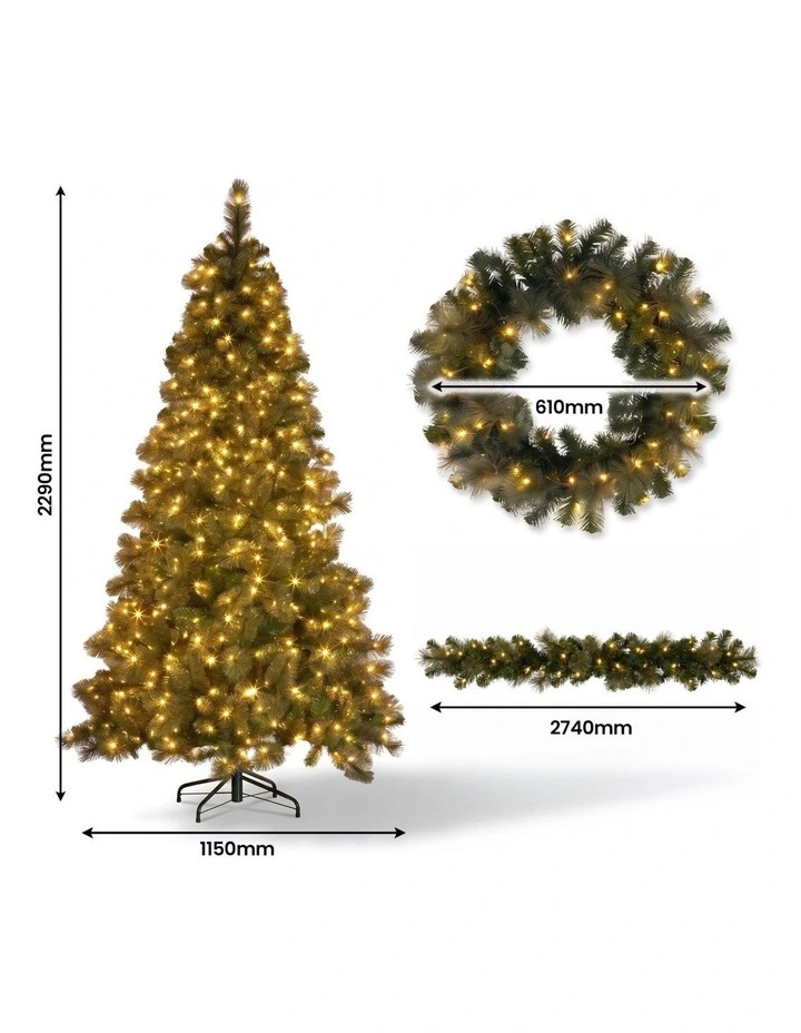 Christabelle 7.5ft Christmas Tree 61cm Wreath LED Lights 2.7m Garland with LED Light Home image 5