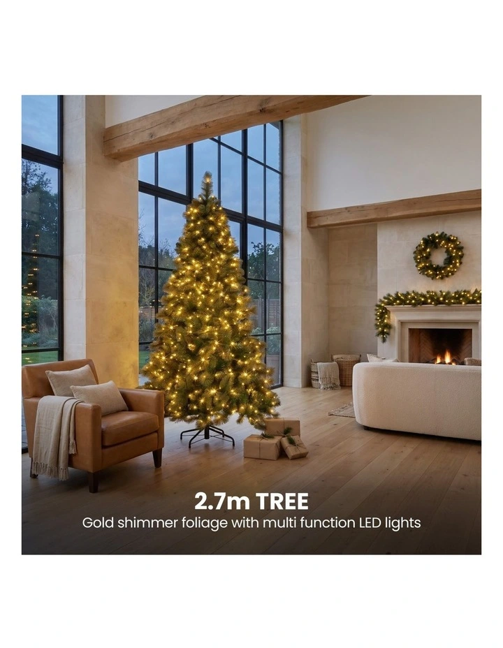 Christabelle 7.5ft Christmas Tree 61cm Wreath LED Lights 2.7m Garland with LED Light Home image 7