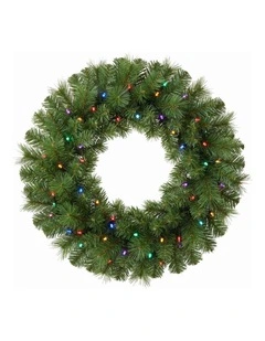 Christabelle 61cm Dorset Pine Christmas Wreath Pre Lit Multi Function LED Front Door Xmas
