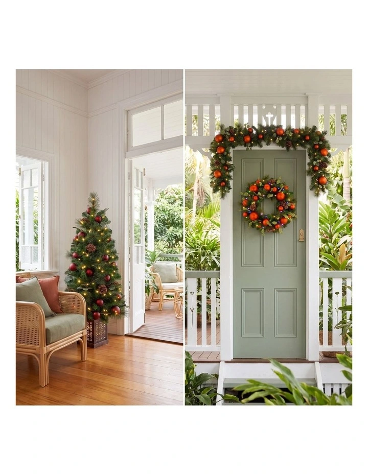 Christabelle Sable Fir Christmas 3pc Set 1.2m Potted Tree 61cm Wreath 2.74m Garland with image 6