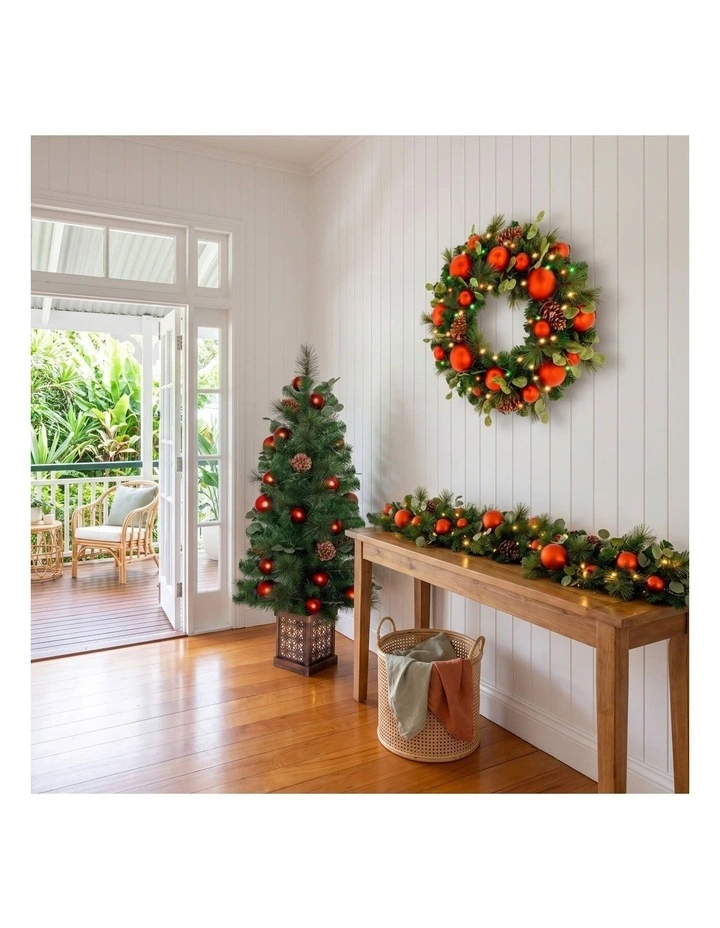 Christabelle Sable Fir Christmas 3pc Set 1.2m Potted Tree 61cm Wreath 2.74m Garland with image 7