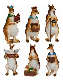 Christabelle 17cm Kangaroo Christmas Nativity Scene Christmas Tree Decoration Ornaments 7 Piece Set