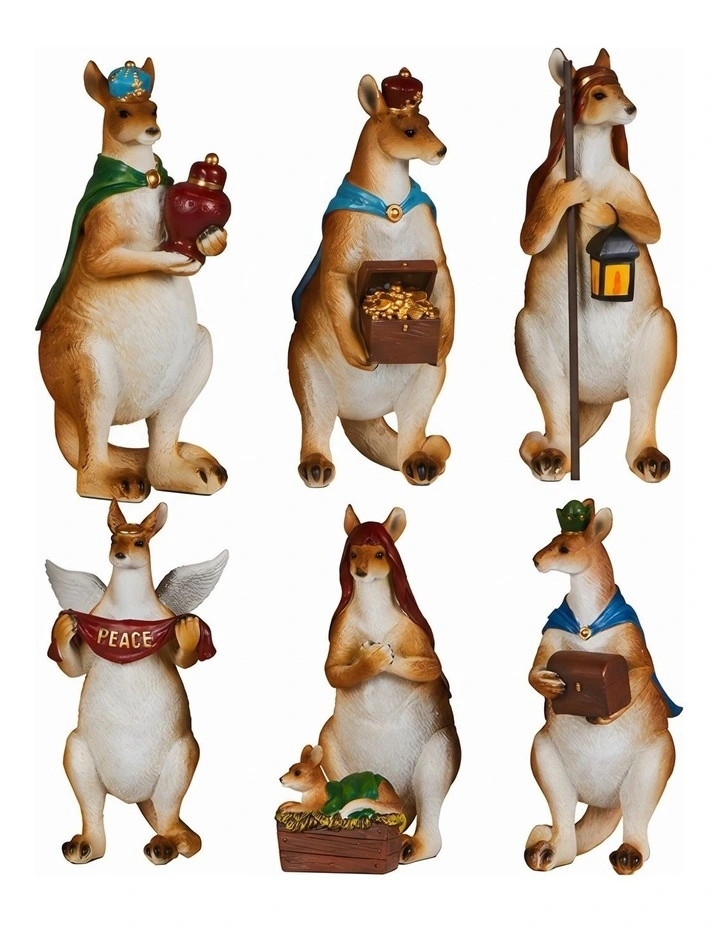 Christabelle 17cm Kangaroo Christmas Nativity Scene Christmas Tree Decoration Ornaments 7 Piece Set image 1