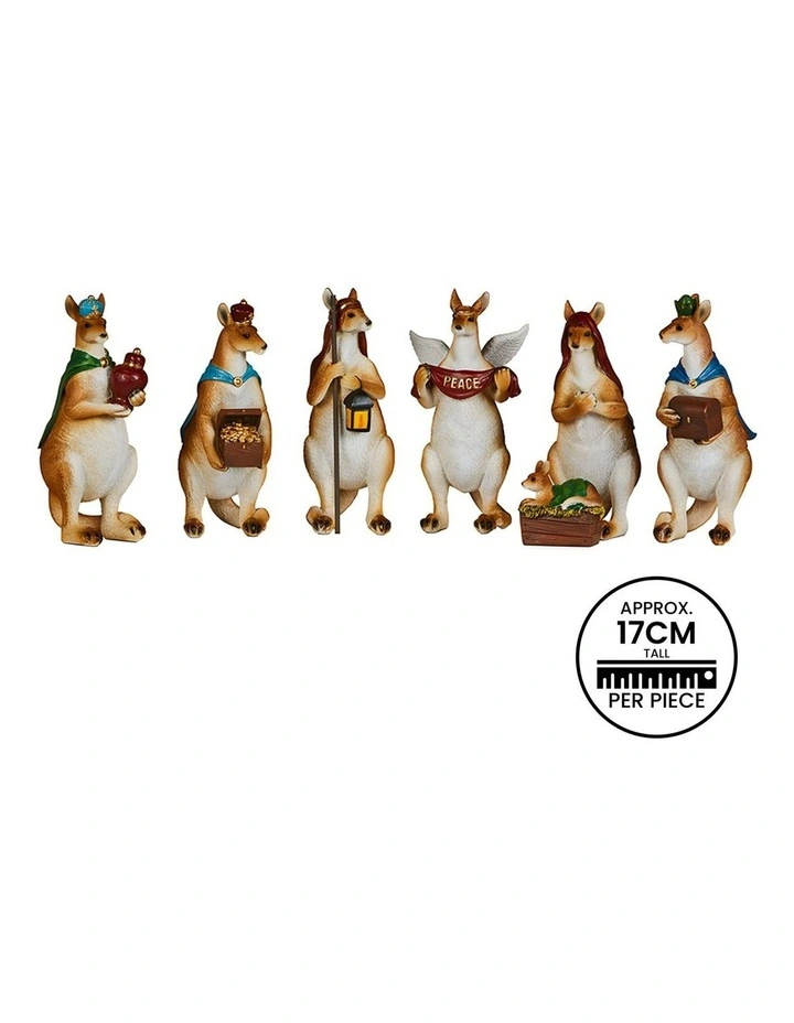 Christabelle 17cm Kangaroo Christmas Nativity Scene Christmas Tree Decoration Ornaments 7 Piece Set image 3