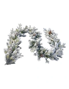 Christabelle 2.7m Christmas Garland with Lights Dorchester Snow Tree Decoration Ornament