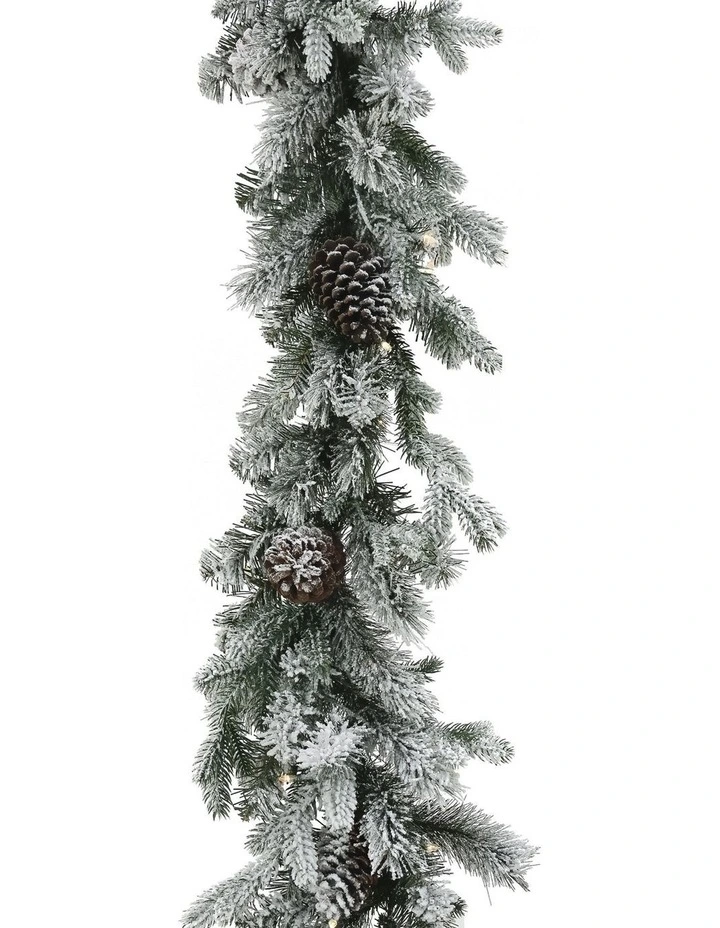 Christabelle 2.7m Christmas Garland with Lights Dorchester Snow Tree Decoration Ornament image 2