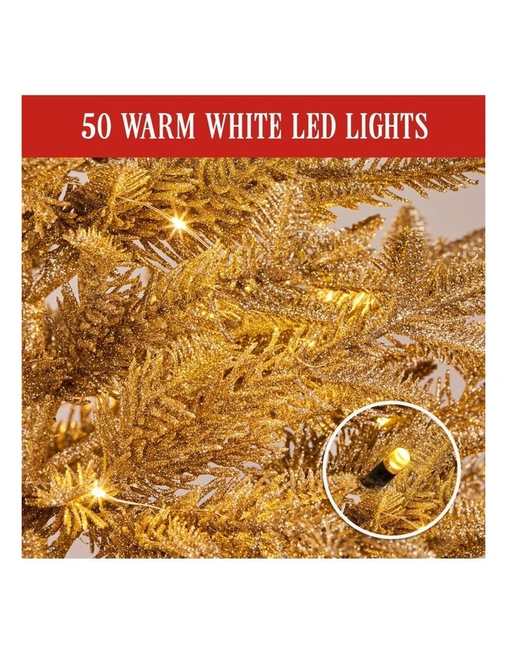 Christabelle 3ft Christmas Tree with Lights - Gold Fir in Hessian Base image 4
