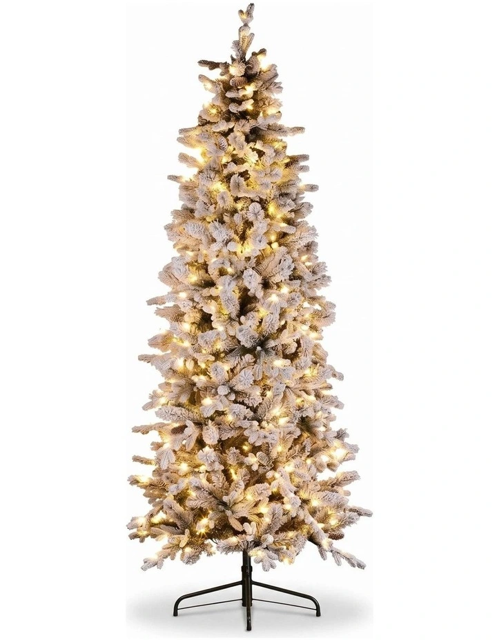 Christabelle Snowy Dorchester Pencil 7.5ft Pre-lit Tree 61cm Wreath 2.7m Garland with LED Lights image 2