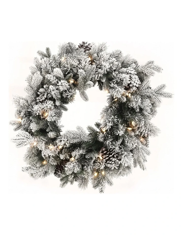 Christabelle Snowy Dorchester Pencil 7.5ft Pre-lit Tree 61cm Wreath 2.7m Garland with LED Lights image 3