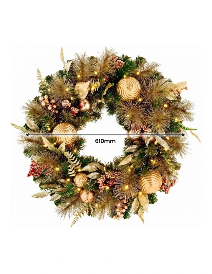 Christabelle Deluxe Mountain Pine Christmas 3pc Set 1.2m Potted Tree Wreath and Garland with LED image 6