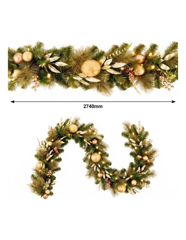 Christabelle Deluxe Mountain Pine Christmas 3pc Set 1.2m Potted Tree Wreath and Garland with LED image 7