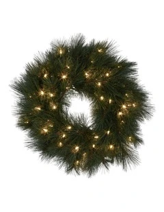 Christabelle 61cm Christmas Wreath Long Needle with LED Lights Front Door Decoration Ornament