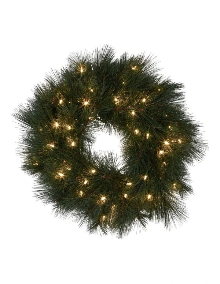 Christabelle 61cm Christmas Wreath Long Needle with LED Lights Front Door Decoration Ornament image 1