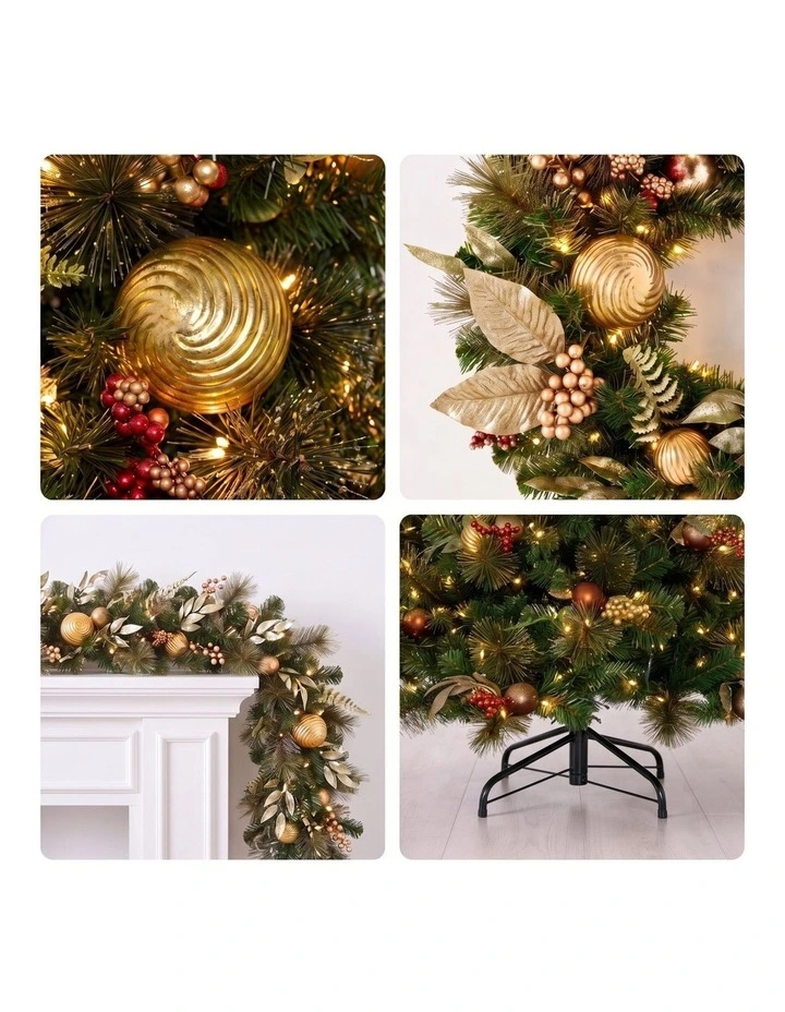 Christabelle Deluxe Mountain Pine 3pc Set 7.5ft Pre-lit Tree 61cm Wreath 2.74m Garland LED Lights image 4