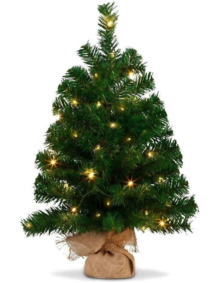 Christabelle Chadwick Green Christmas 3pc Set 61cm Tabletop Tree 61cm Wreath 2.7m Garland with LED image 4