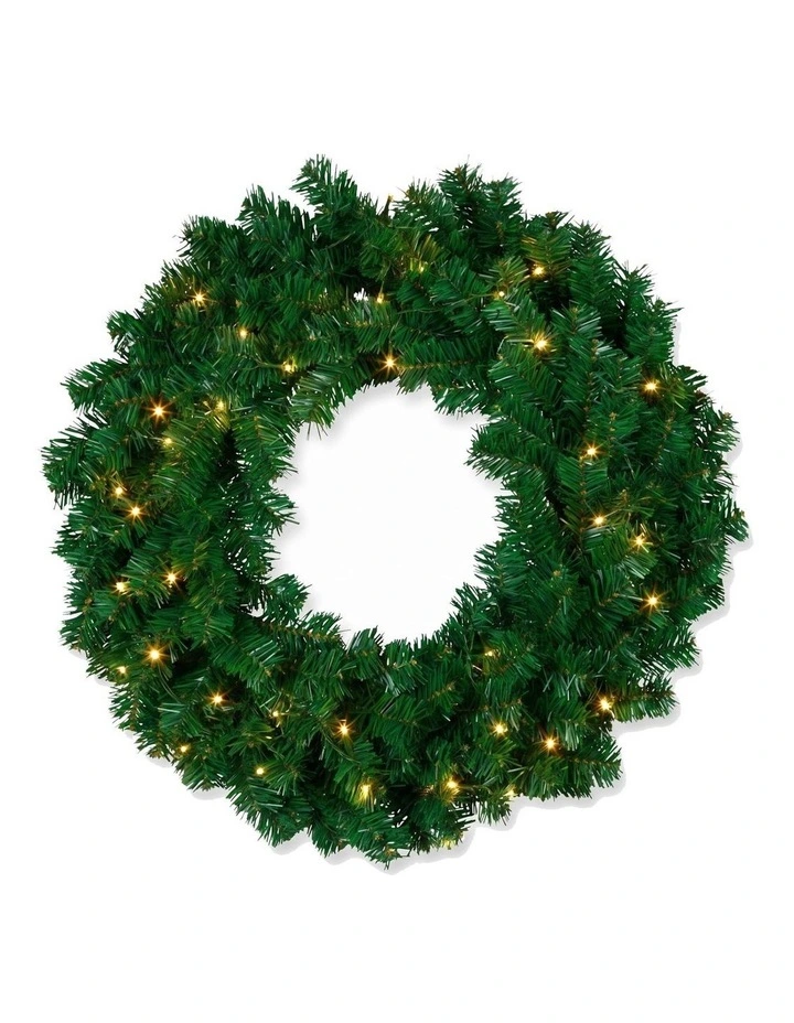 Christabelle Chadwick Green Christmas 3pc Set 61cm Tabletop Tree 61cm Wreath 2.7m Garland with LED image 5