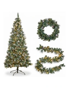 Christabelle 2.3m Christmas Tree 2.7m Garland and Wreath with Warm White Xmas LEDs