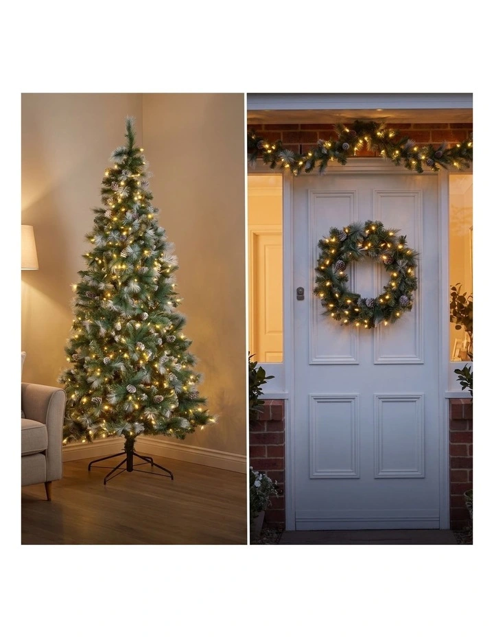Christabelle 2.3m Christmas Tree 2.7m Garland and Wreath with Warm White Xmas LEDs image 6