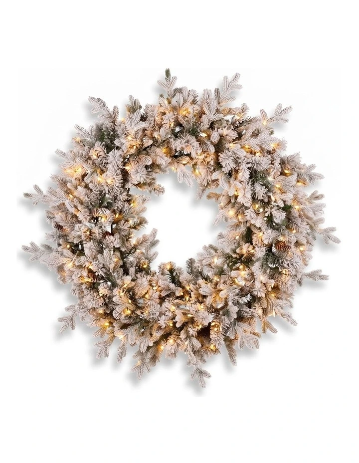 Christabelle Snowy Dorchester Pre-Lit Christmas Tree 2.3m Wreath 1.2m Garland 2.7m Flocked LED Xmas image 4