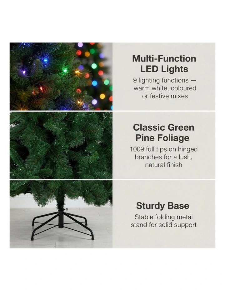 Christabelle 7.5ft 2.3m Dorset Pine Green Pre-Lit Artificial Christmas Tree, 220 Multi-Function image 7