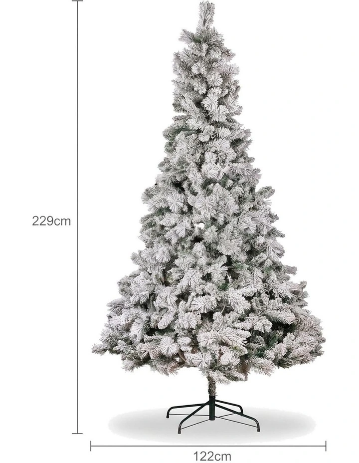 Christabelle 2.3m 7.5ft Snowy Dorset Pine Christmas Tree Pre Lit Multi Function LED Flocked image 3