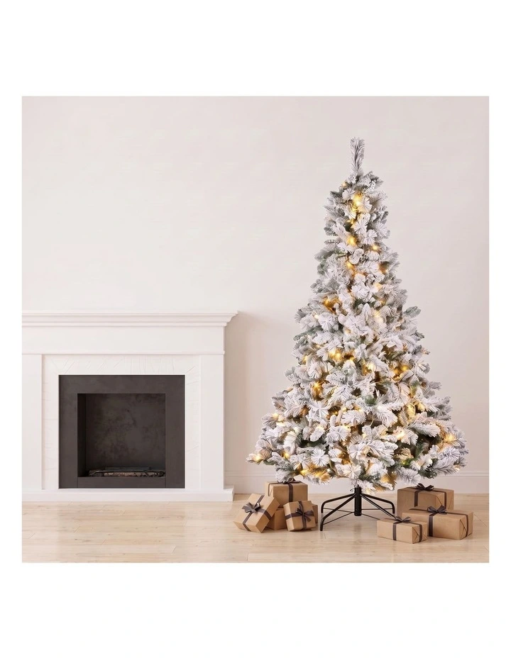 Christabelle 2.3m 7.5ft Snowy Dorset Pine Christmas Tree Pre Lit Multi Function LED Flocked image 5
