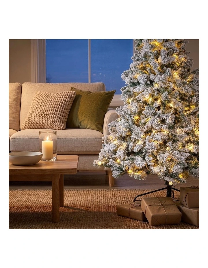 Christabelle 2.3m 7.5ft Snowy Dorset Pine Christmas Tree Pre Lit Multi Function LED Flocked image 6