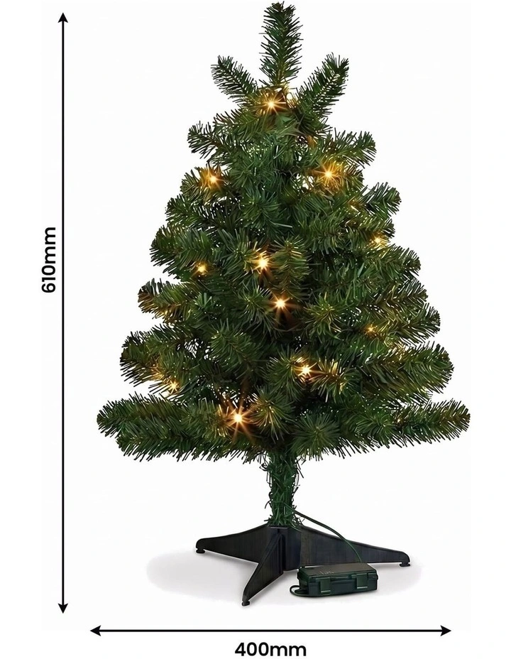 Christabelle Highland Pine Christmas 3pc Set 61cm Tabletop Tree Wreath and Garland with LED Lights image 4