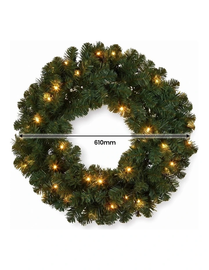 Christabelle Highland Pine Christmas 3pc Set 61cm Tabletop Tree Wreath and Garland with LED Lights image 5