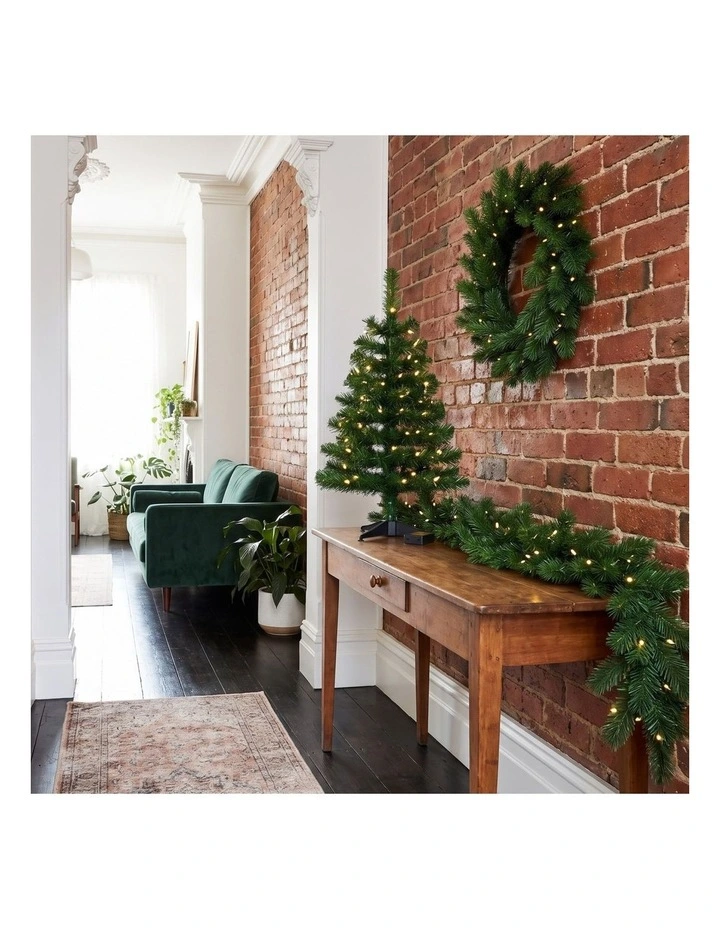 Christabelle Highland Pine Christmas 3pc Set 61cm Tabletop Tree Wreath and Garland with LED Lights image 7