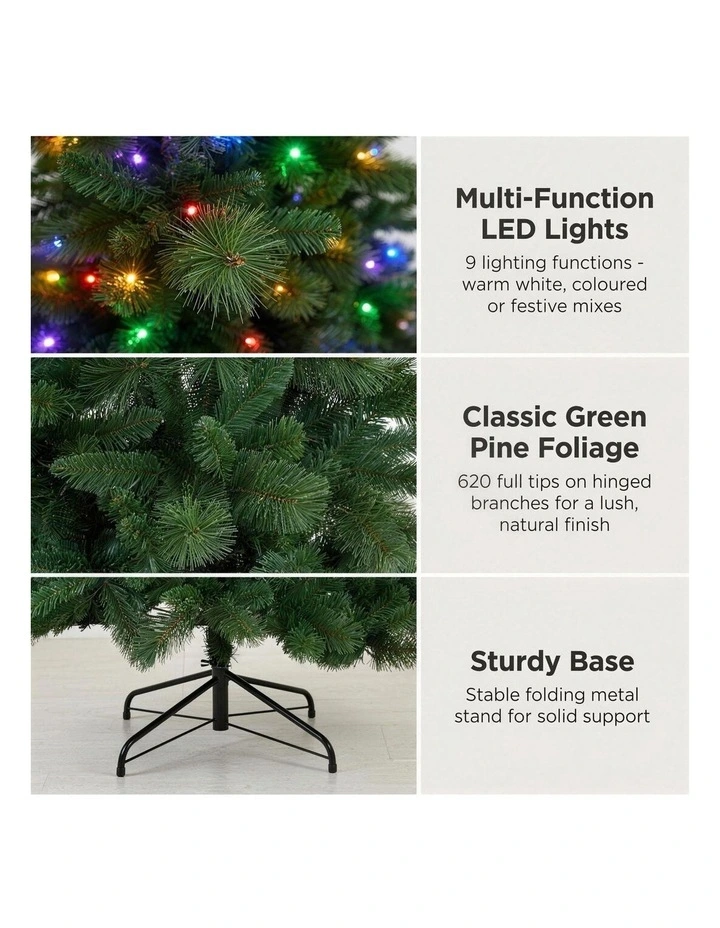Christabelle 1.8m 6ft Pre-Lit Green Artificial Christmas Tree Dorset Pine 160 Multi-Function LEDs image 7
