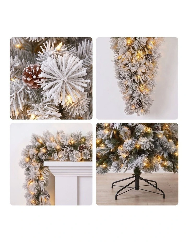 Christabelle Alpine Snow Christmas 3pc Set 2.3m Christmas Tree Garland and Teardrop with LED Lights image 3