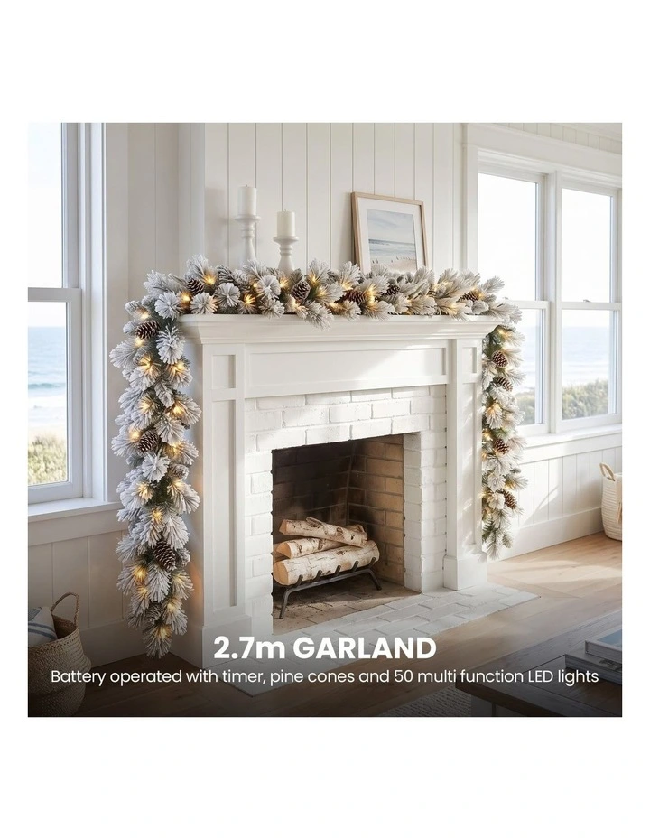 Christabelle Alpine Snow Christmas 3pc Set 2.3m Christmas Tree Garland and Teardrop with LED Lights image 7