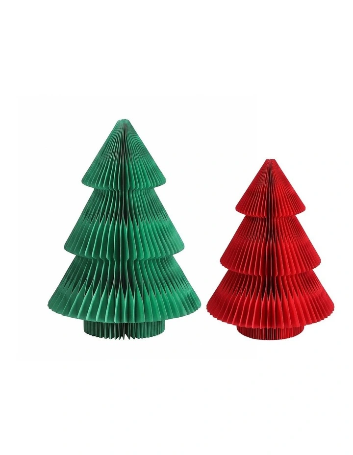 Jingle Jollys 2PCS Folding Tabletop Christmas Tree Xmas Decorations Red & Green image 3