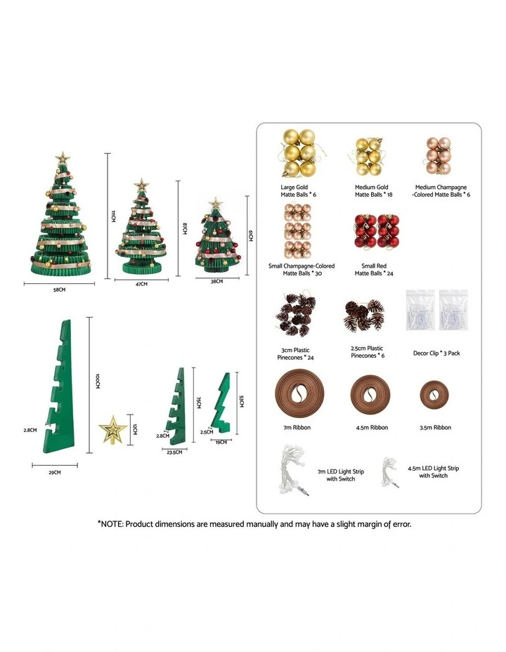 Jingle Jollys 3PCS Christmas Tree Decoration with Lights Foldable Easy Setup Tree image 2